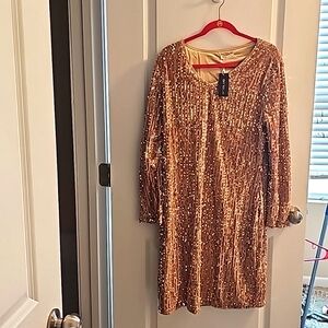 Gold sequin dress 16W never worn!
